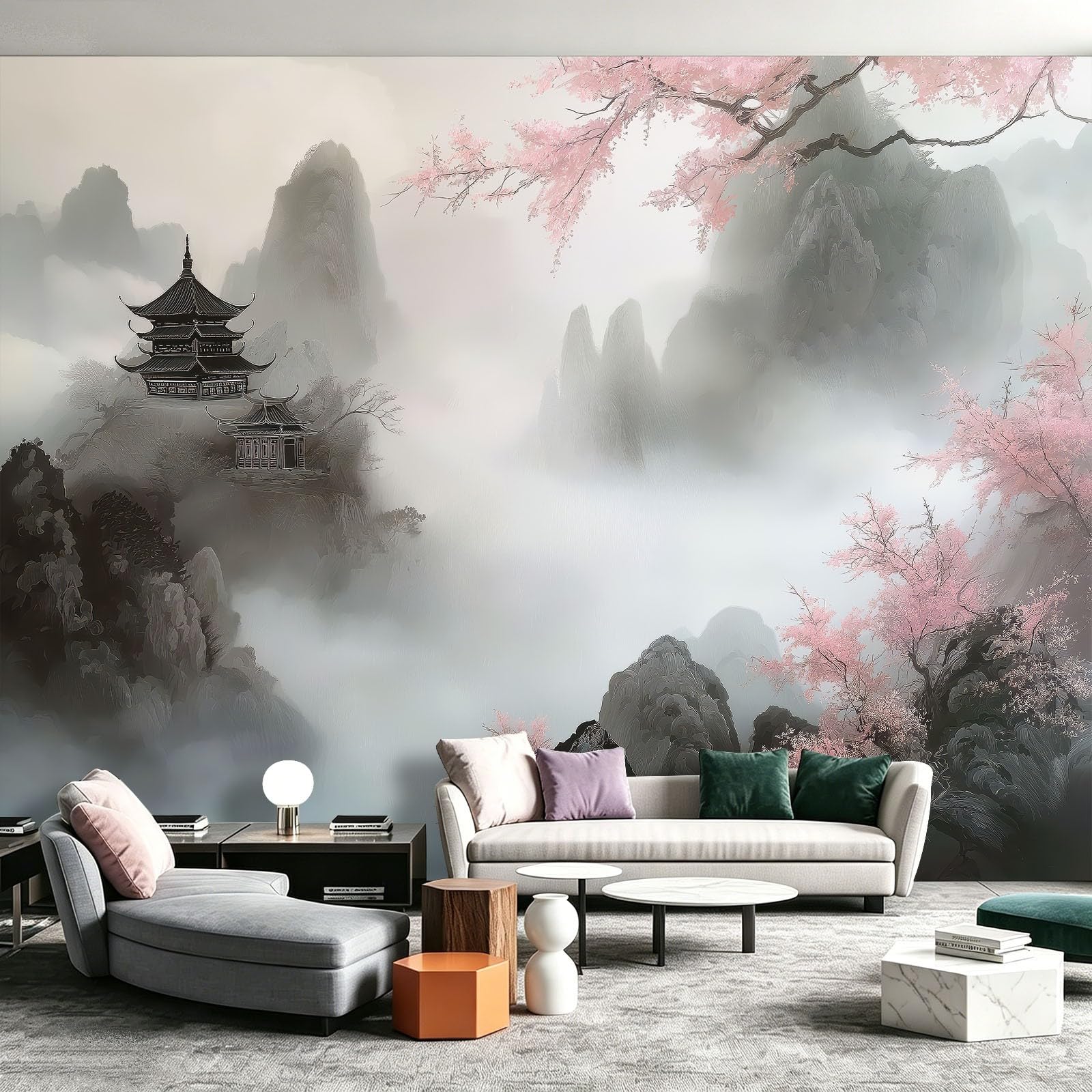 WTD - Papel pintado fotográfico (200 x 140 cm), diseño de pagoda antigua de pino ciprés, para oficina, salón chino