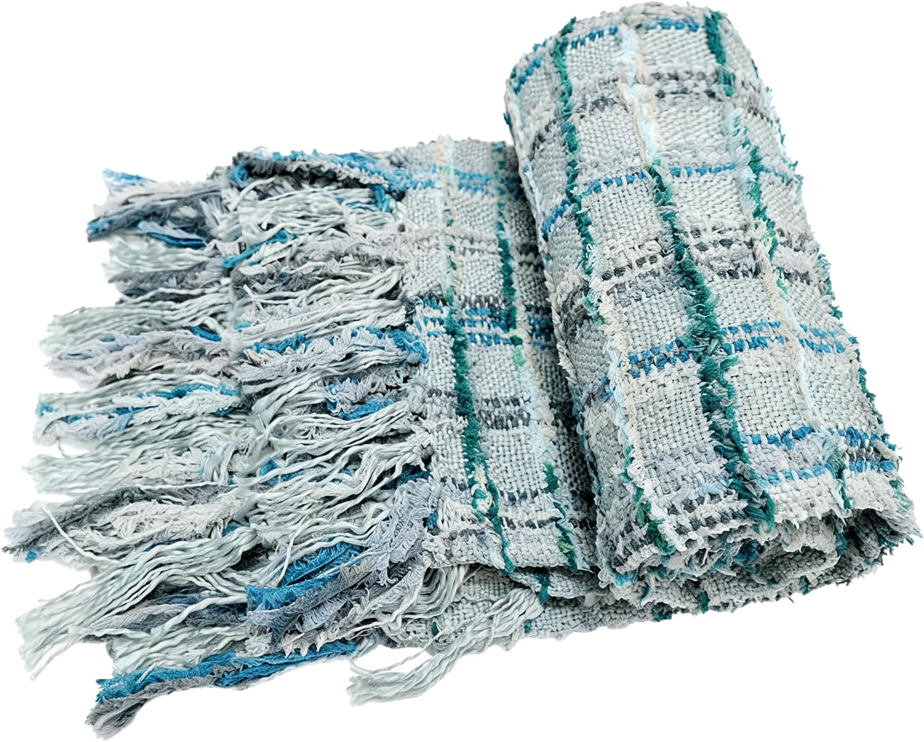 Home Soft Things Multi-Color Chenille Couch Throw Blanket, Grey/Blue, 50" x 60'' Soft Warm Cozy Tartan Blanket with Tassels Throw Blanket for Living Room Bed Sofa Chair Dรฉcor