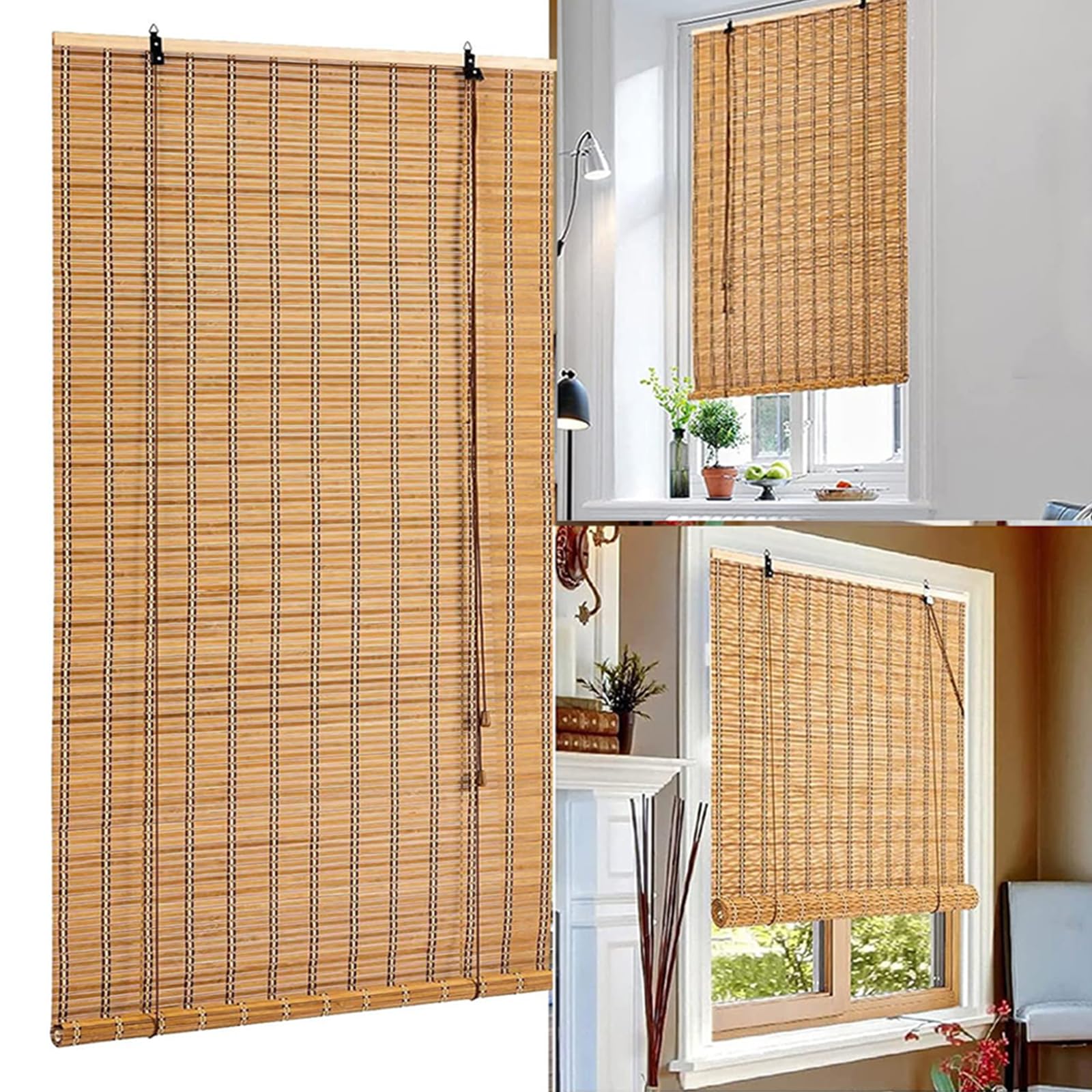 X1NGFU Tenda A Rullo In Bambù,retrò Tapparella Avvolgibile In Bambù, Tapparella In Bamboo,Tende Da Finestra In Bambù,Parasole Per Finestre E Porte,Personalizzabili,Larghezza X Altezza (70cm X 190cm