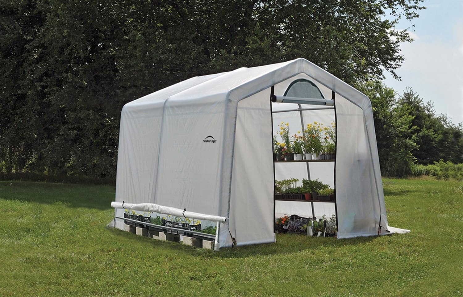 ShelterLogic 10' x 10' GrowIT Greenhouse-in-a-Box Easy Flow Peak Roof Style Easy Access Outdoor Grow House with Translucent Waterproof Cover