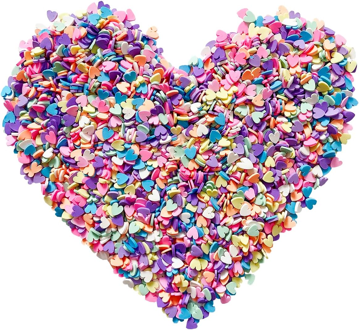EHOPE 50G Fake Sprinkles Polymer Sprinkles Resin Sprinkles 50G Clay Sprinkles for Resin Nail Art Slices Fake Candy Sprinkles for Nail Art DIY Crafts Cake Phone Case(Heart 9)