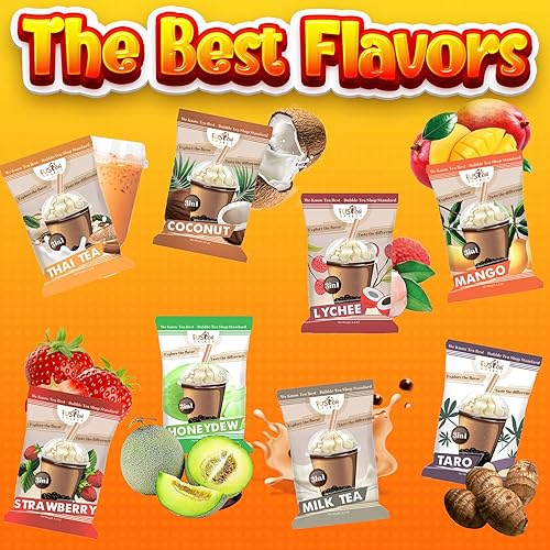 Miniatura 2 de Fusion Select 8 sabores variados con pajitas de taro fresas de mango té de leche té tailandés lichi coco y melaza en polvo de bebida 3 en 1 polvo