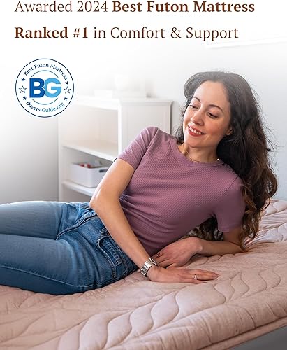 Miniatura 5 de ZonLi Colchón japonés de suelo tipo futón, tamaño individual, tapete de tatami enrollable grueso con funda lavable 100% algodón, plegable y