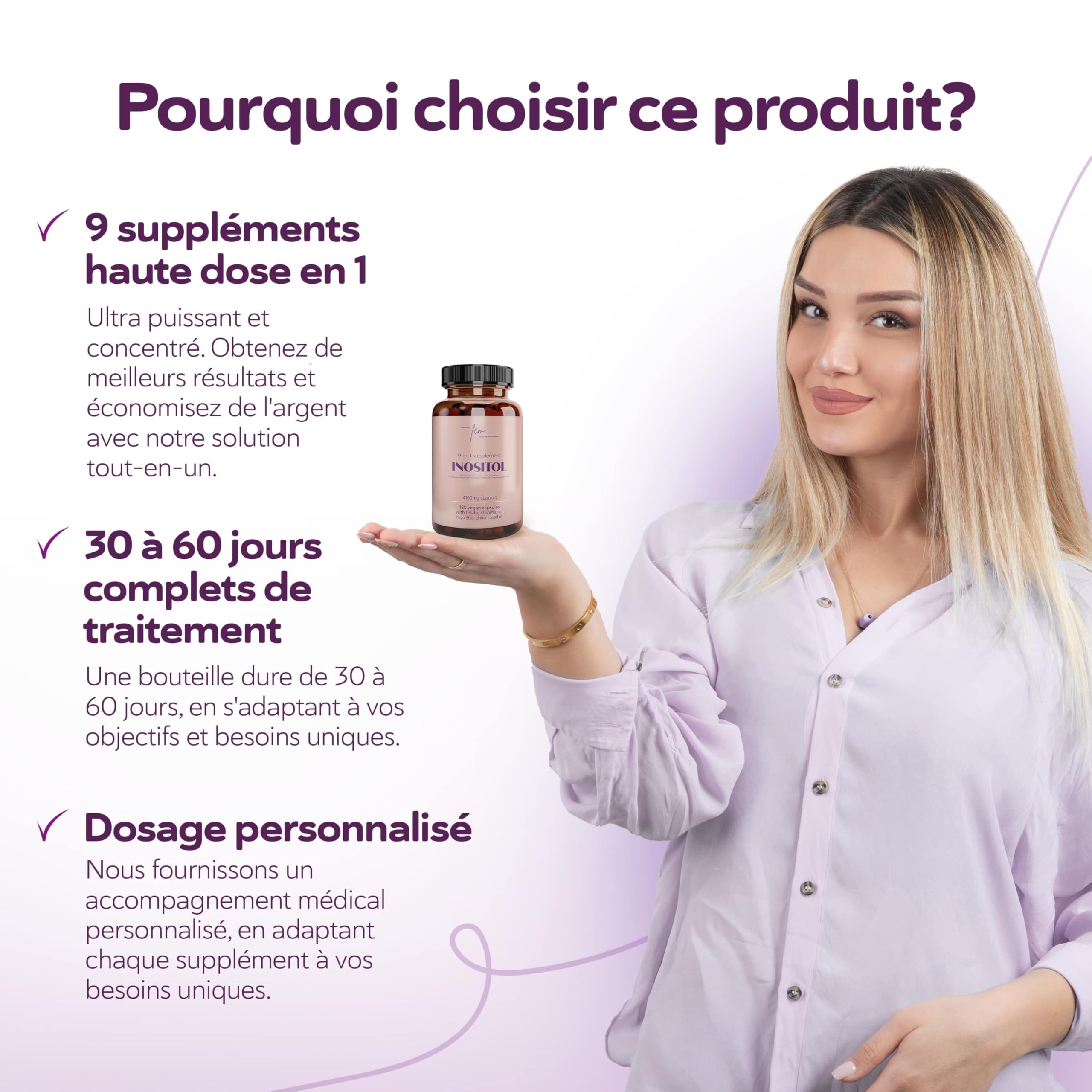 Myo-Inositol et D-Chiro Inositol SOPK 4100MG Gélules Véganes – Fonction Métabolique, Équilibre Hormonal et Bien-Être Psychologique – 9-en-1, Folate 5-MTHF, Chrome, Zinc, Vitamine B6, B12 & D3