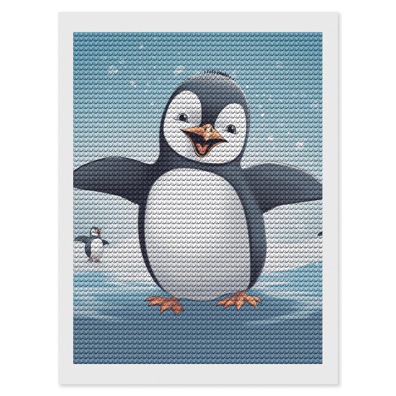 NONHAI Diamond Painting Kits for Adults - DIY Diamond Art Kits for Beginners - Full 5D Paint Drill Diamond Dots Paintings- Happy Penguin Diamonds Pictures Gem Art and Craft Wall Decor 12"x16"