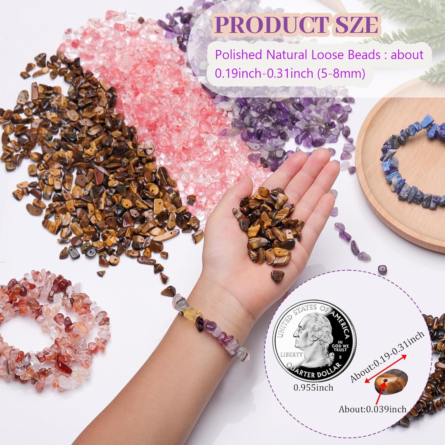 Green Aventurine Loose Gemstone Beads,5-8mm Natural Irregular Chips with Drilled Hole for Jewelry Making Supplies,DIY Bracelet Necklace,400pcs (2 Strands) - Image 3