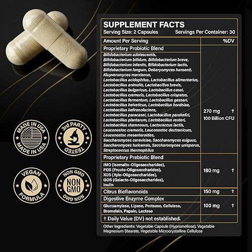 Miniatura 7 de Probióticos orgánicos para mujeres y hombres, 100 mil millones de UFC probióticos para la salud digestiva, intestinal e inmunológica, con