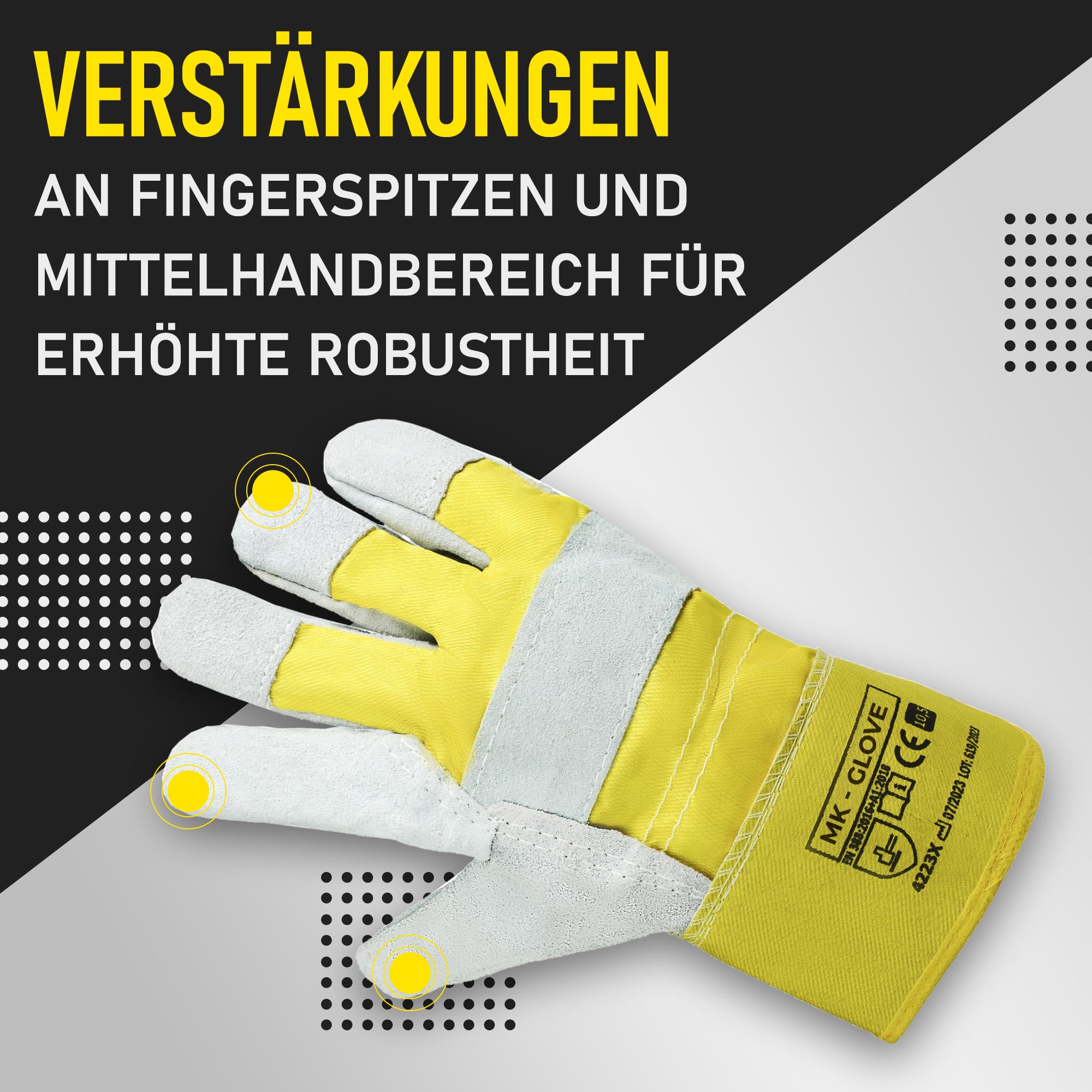 Robuste Arbeitshandschuhe Leder Herren - Größe 10,5-XXL, 12 Paar | Gartenhandschuhe mit Doppel Weiche Nähte, Handschuhe mit Handschuhanzieher für Baustelle Logistik