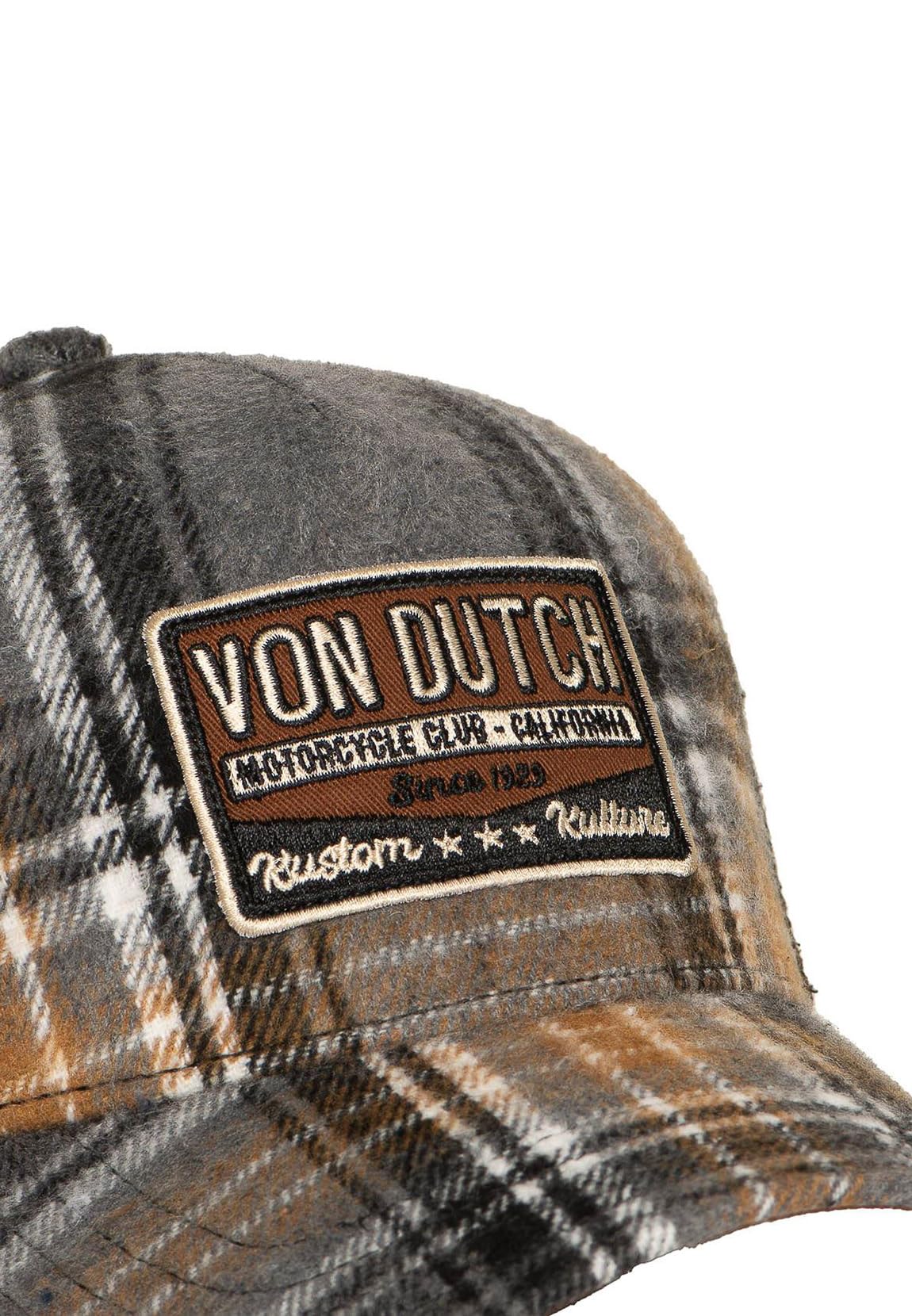 Von Dutch Car TU Dorosły Kraciasta Flanelowa Czapka Baseballowa z Siatką