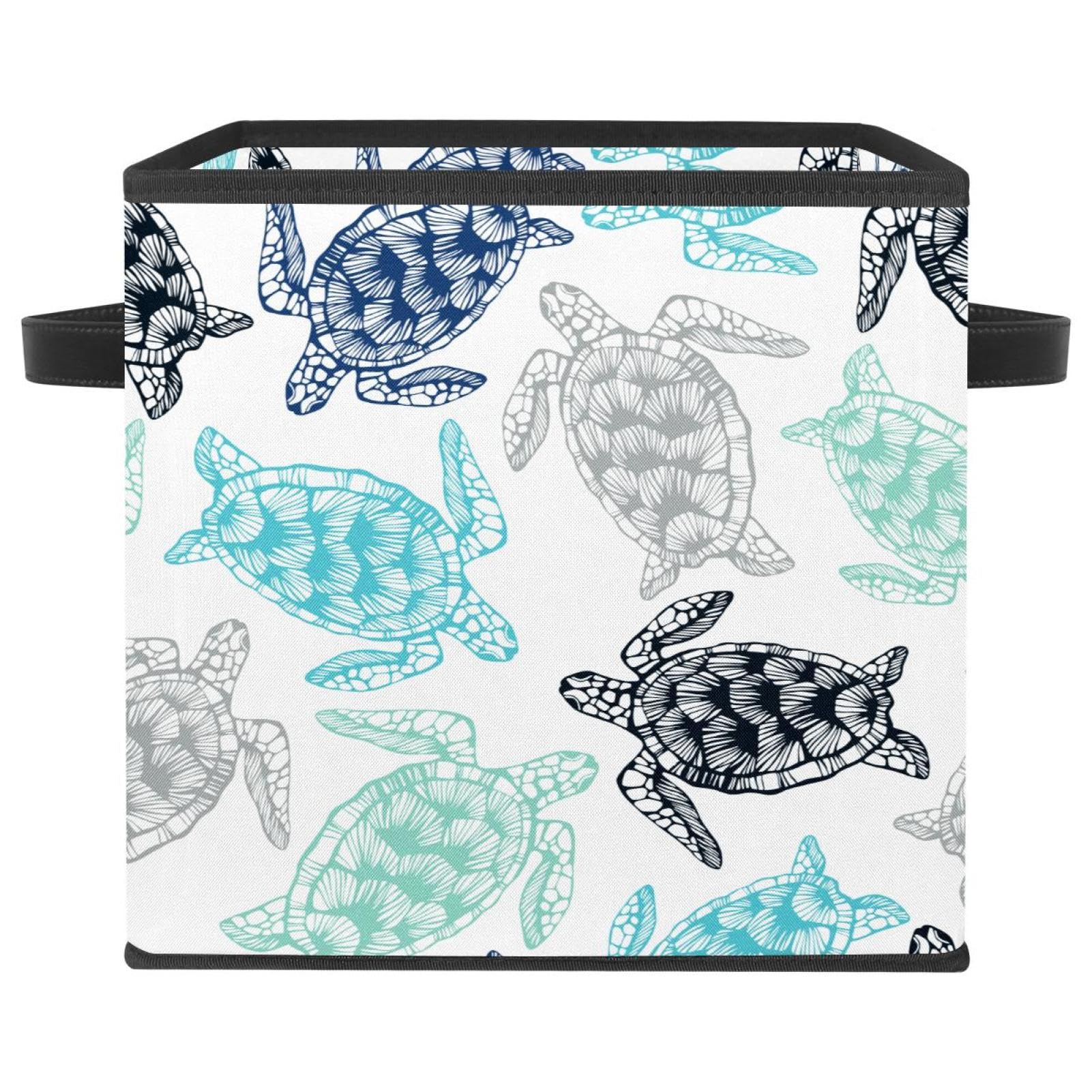 Boîte de rangement pliable cube en tissu Tortues de mer pour jouets et vêtements