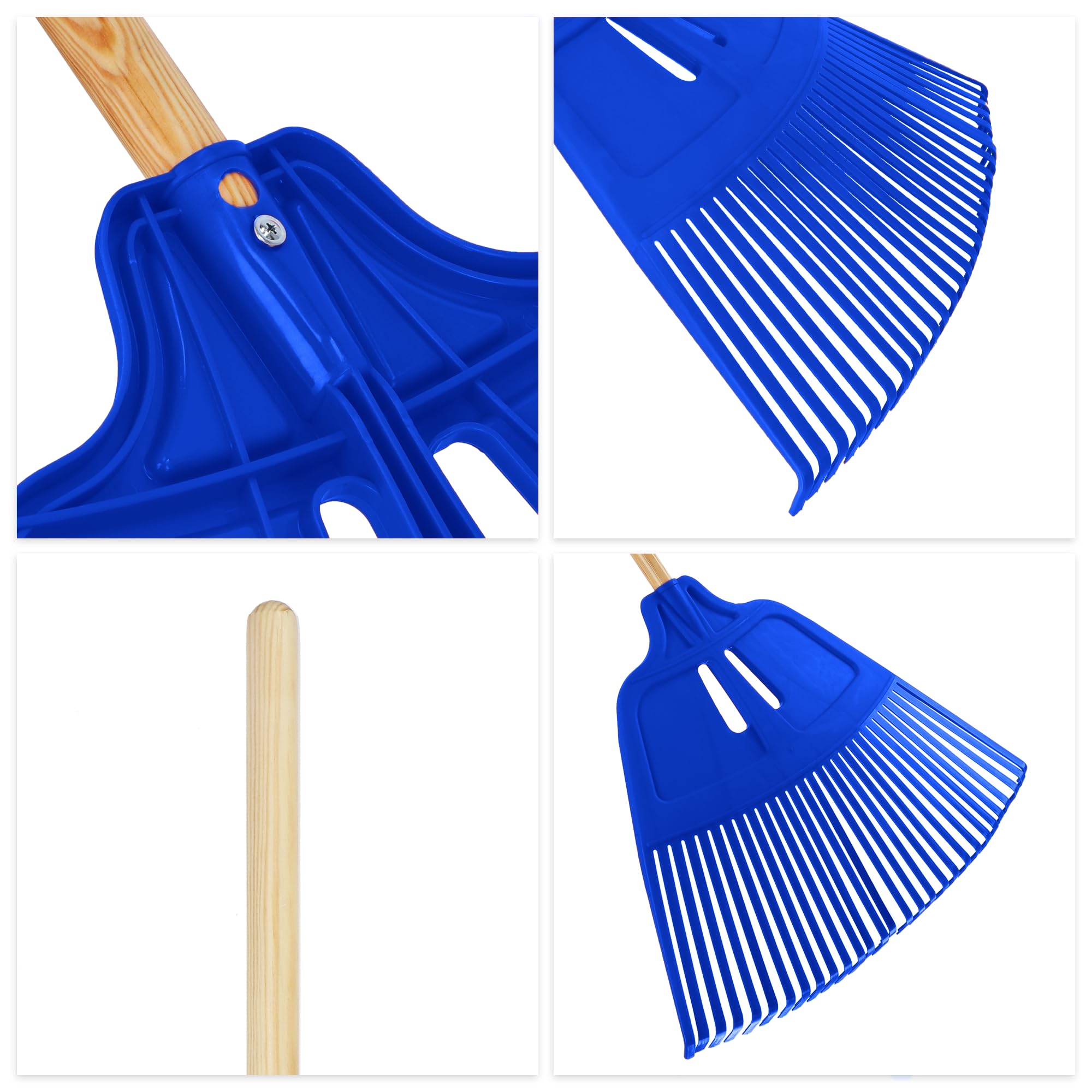 Rastrello Da Giardino Kadax – Testa In Plastica 45 Cm, Manico In Legno 151 Cm, Leggero E Curvo, Ideale Per Donne, Raccoglie Foglie E Detriti