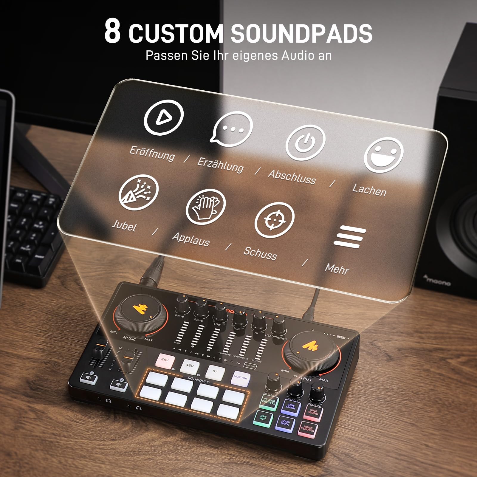 MAONO Pacchetto di apparecchiature podcast: mixer di interfaccia audio con due ingressi XLR per lo streaming di podcast MaonoCaster E2 Gen2
