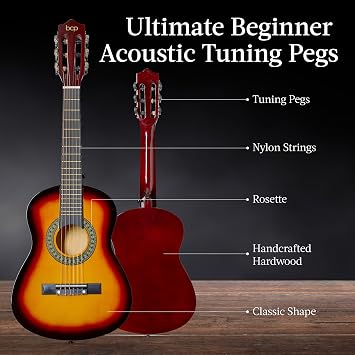 Best Choice Products 30in Kids Acoustic Guitar, All-in-One Beginner Starter Kit w/Strap, Case, Extra Strings, Rosette Inlay - Sunburst