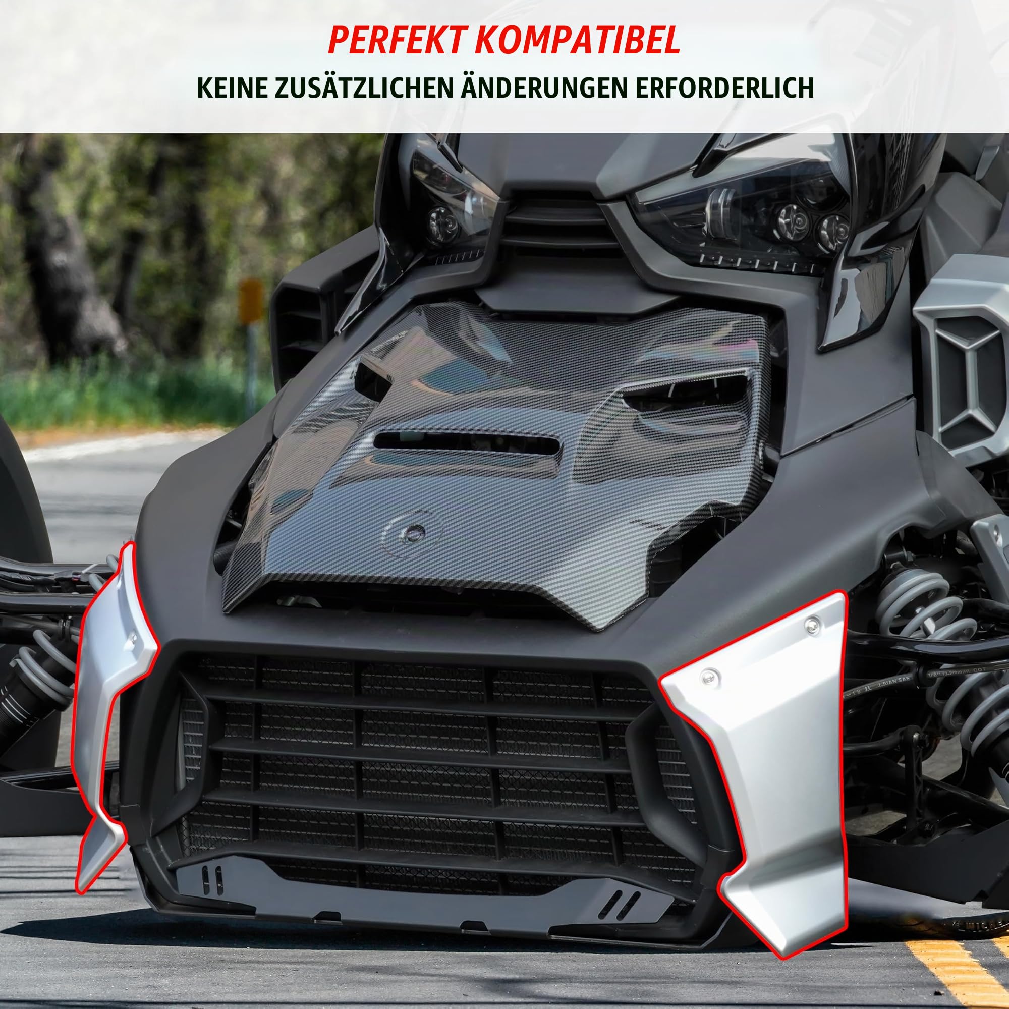 SAUTVS Silberfarbene Frontgrill-Blenden für Can-Am Ryker, unterer Grillschutz für Can Am Ryker 600 900 Sport & Ryker Rally Edition, alle Modelle, Zubehör (ersetzt OEM 219400947)
