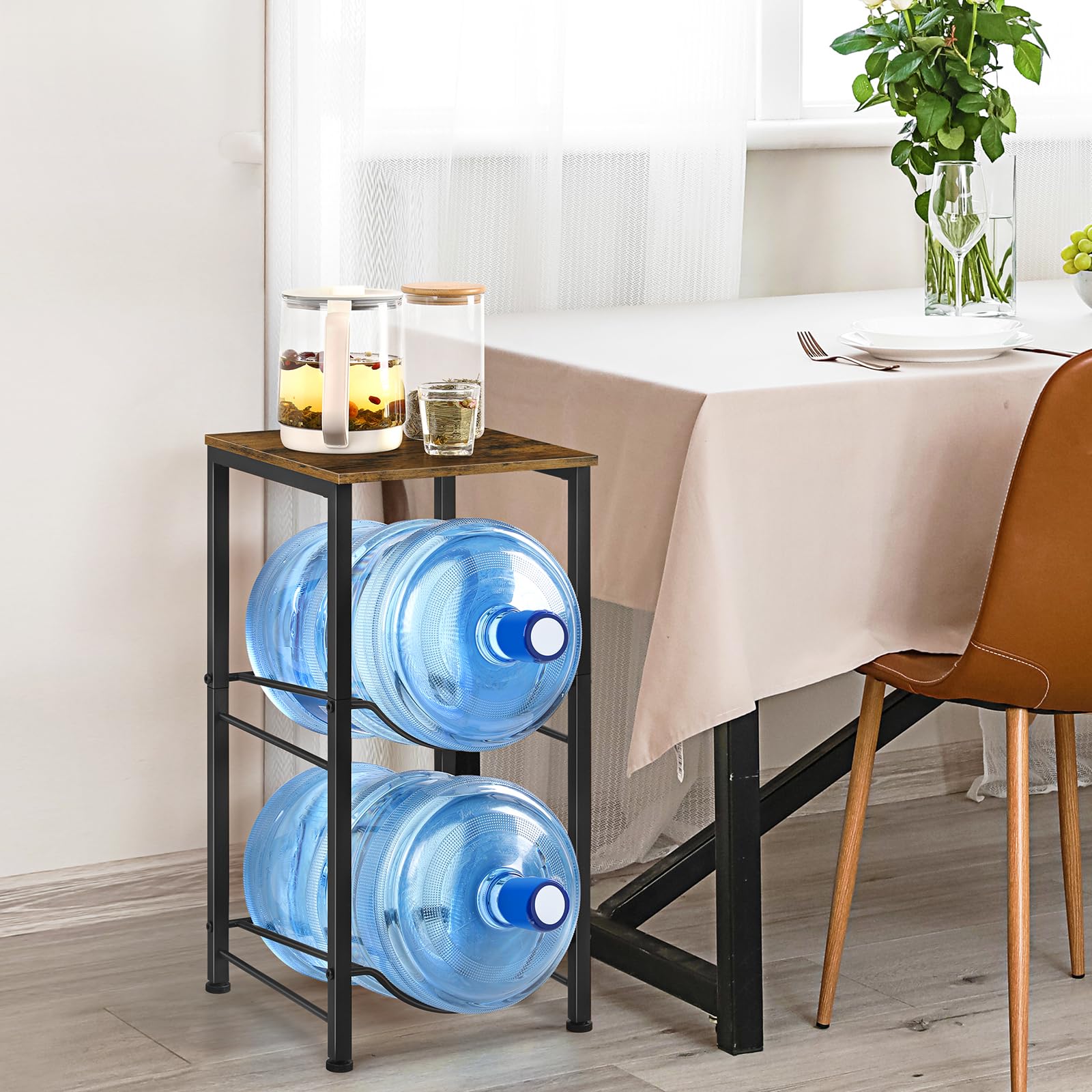 Water Dispenser Tier Black Water Cooler Jug Rack, Gallon Water