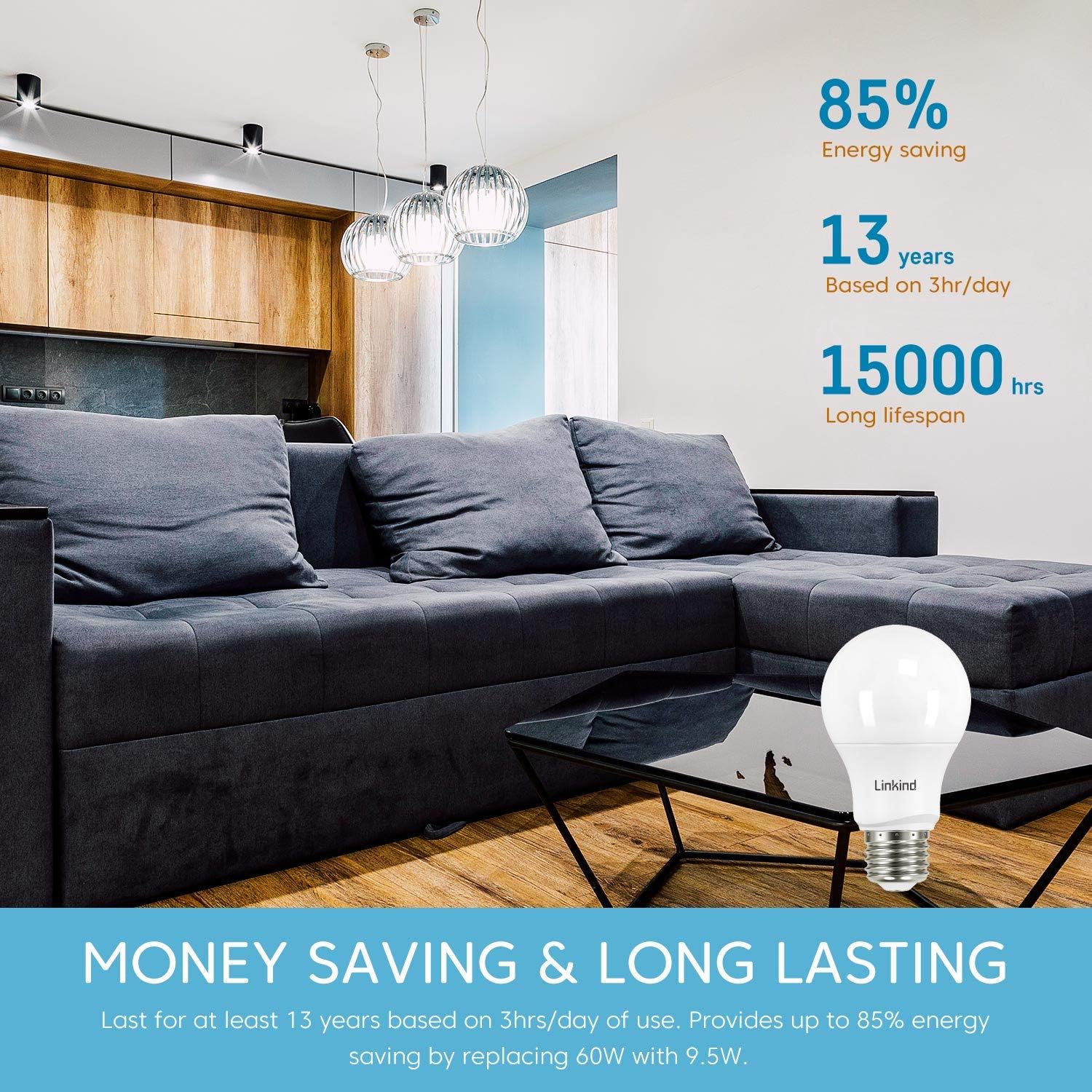 Hottest Sale Linkind Dimmable A19 LED Light Bulbs, 60W Equivalent, E26 Base, 5000K Daylight, 9.5W 840 Lumens 120V, UL Listed FCC Certified, Pack of 24 Black Friday - 50% OFF Linkind Dimmable A19 LED Light Bulbs, 60W Equivalent, E26 Base, 5000K Daylight, 9.5W 840 Lumens 120V, UL Listed FCC Certified, Pack of 24