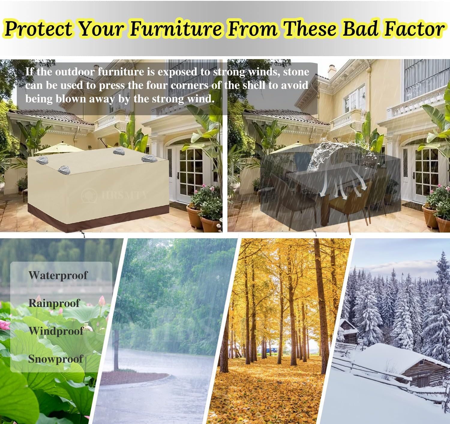 Patio Furniture Covers Heavy, Outdoor Furniture Set Cover Sectional Sofa Waterproof, Heavy Duty 420D Patio Garden Dining Table and Chair Couch Covers, Anti-UV, Weatherproof