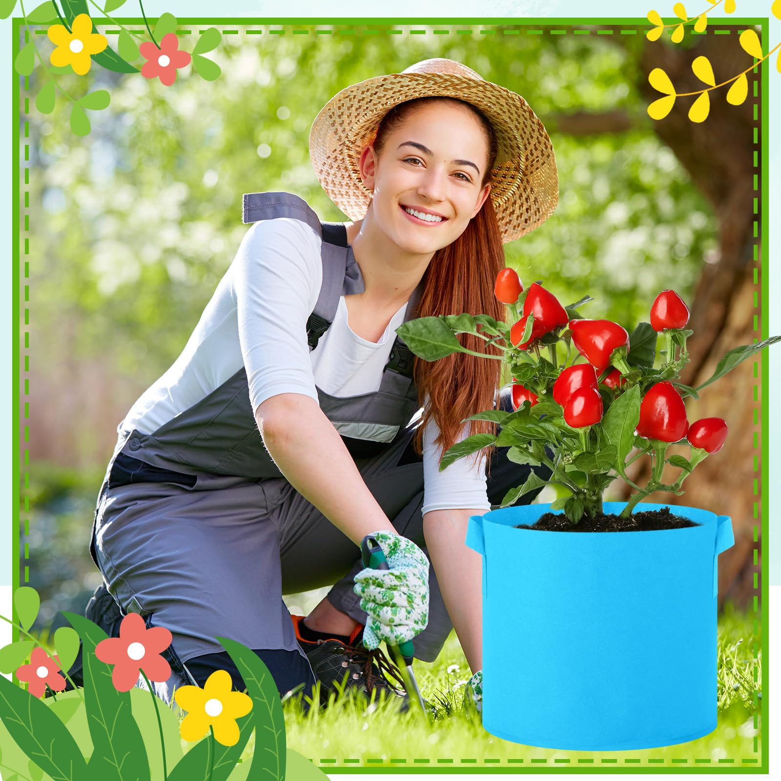 Ziliny Paquete de 20 bolsas de cultivo multicolor para plantas, macetas de tela no tejida con asas, semillas de plantas de jardín, tomate, verduras, flores, bolsas de plantación para jardinería