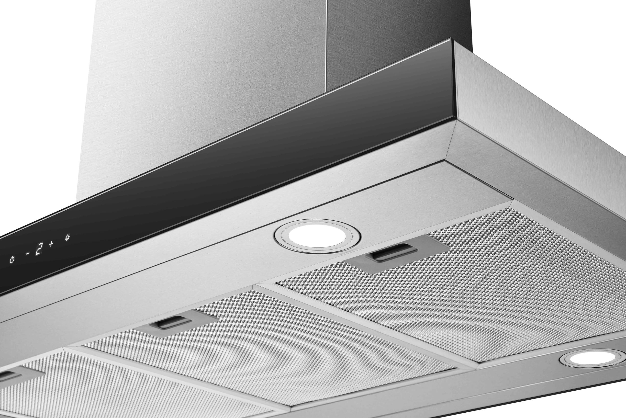 Respekta Dunstabzugshaube CH44199IX-21 / Inselhaube aus Edelstahl mit Glasfront, 90 cm/Luftstrom max. 631,7 m³/h/Abluft- und Umluftbetrieb/Energieeffizienzklasse A+++ / 42 – 63 dB