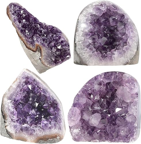 Miniatura 8 de Rockcloud Figura de cristal de cuarzo de amatista púrpura natural, geoda drusa para decoración del hogar, adorno de escritorio autoportante,