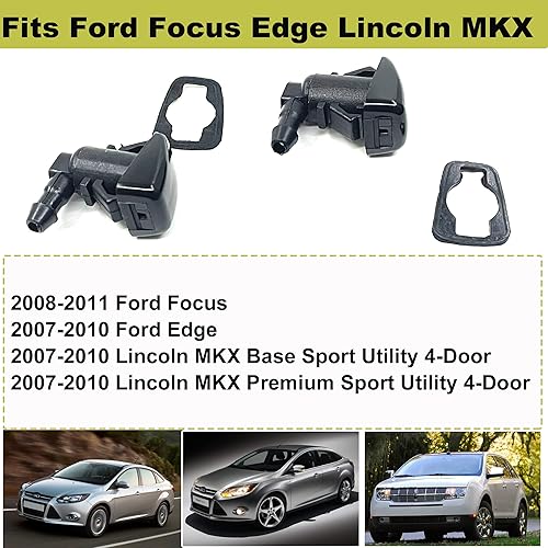 Miniatura 2 de Boquilla de lavado de parabrisas delantero de repuesto para Ford Focus 2007-2011 Ford Edge 2007-2010 Lincoln MKX 2007-2010 Kit de chorro de