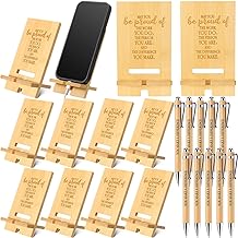 Ripeng 10 Sets Employee Appreciation Gifts Bulk Bamboo Phone Stands with Ballpoint Pens for Desk Office Workers Thank You Gift for Team Coworkers Staff Volunteer Nurse Teacher Colleagues