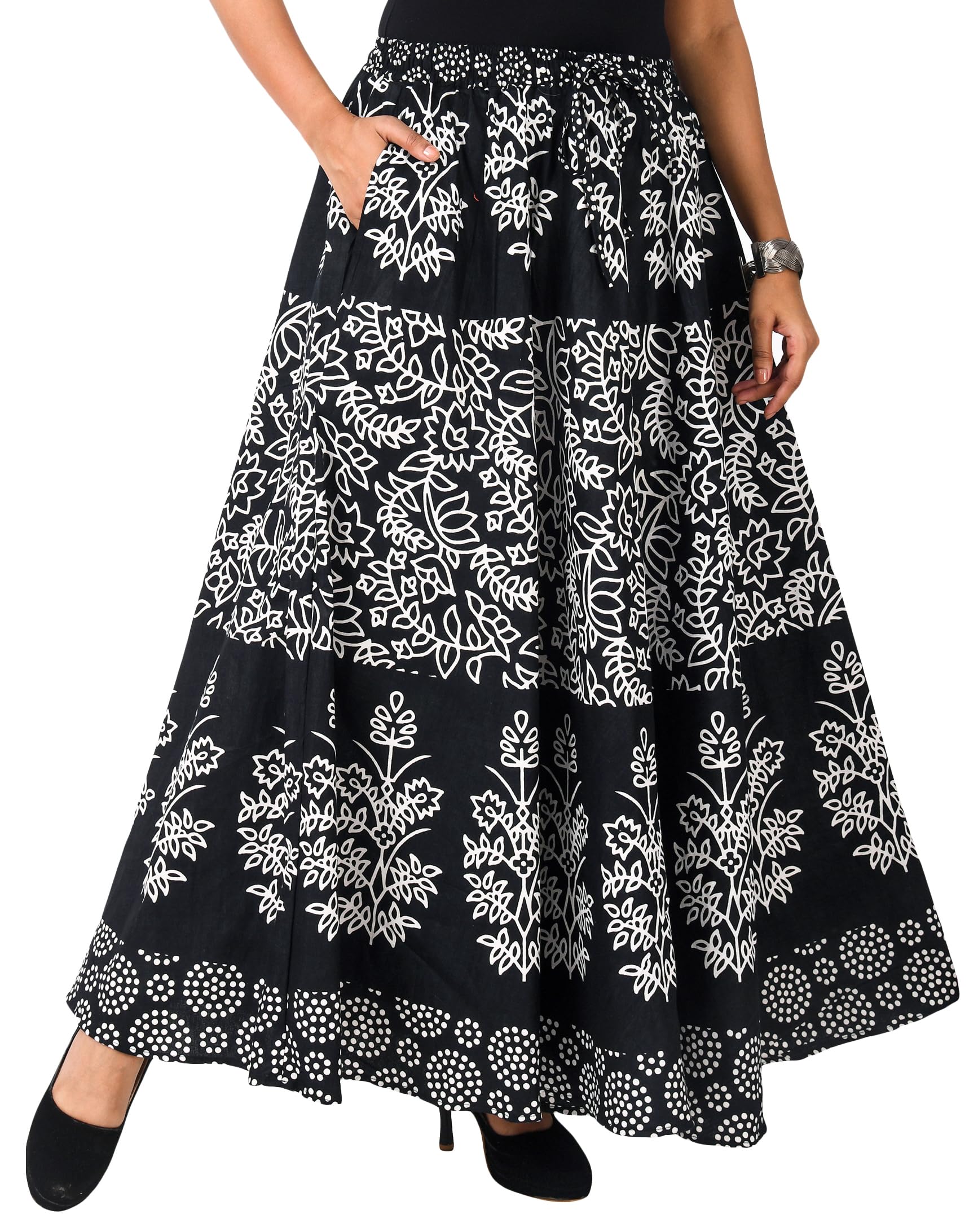 SAMJHIPremium Cotton Skirt for Women with Pocket, Free Size