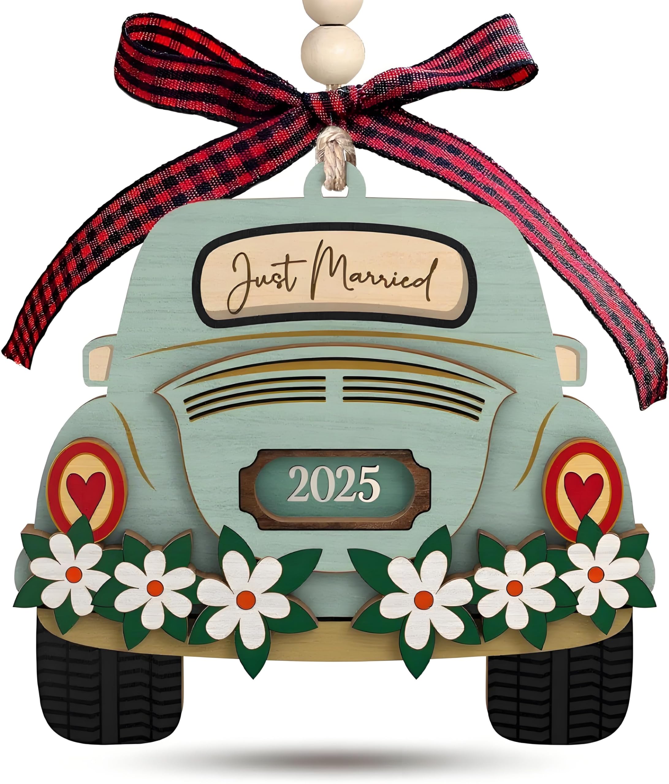 Tivleed Green Wedding Gifts, Mr And Mrs Gifts, Wedding Gifts For Bride And Groom, 2025 Wooden Hanging Ornament, Rustic Keepsake For Newlyweds, Engagement Present For Couples (9X9cm)