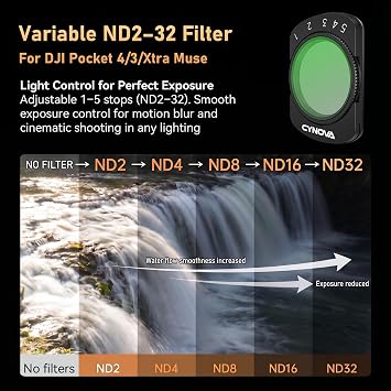 CYNOVA Variable ND2-32 Filter for DJI Osmo Pocket 4 Accessories
