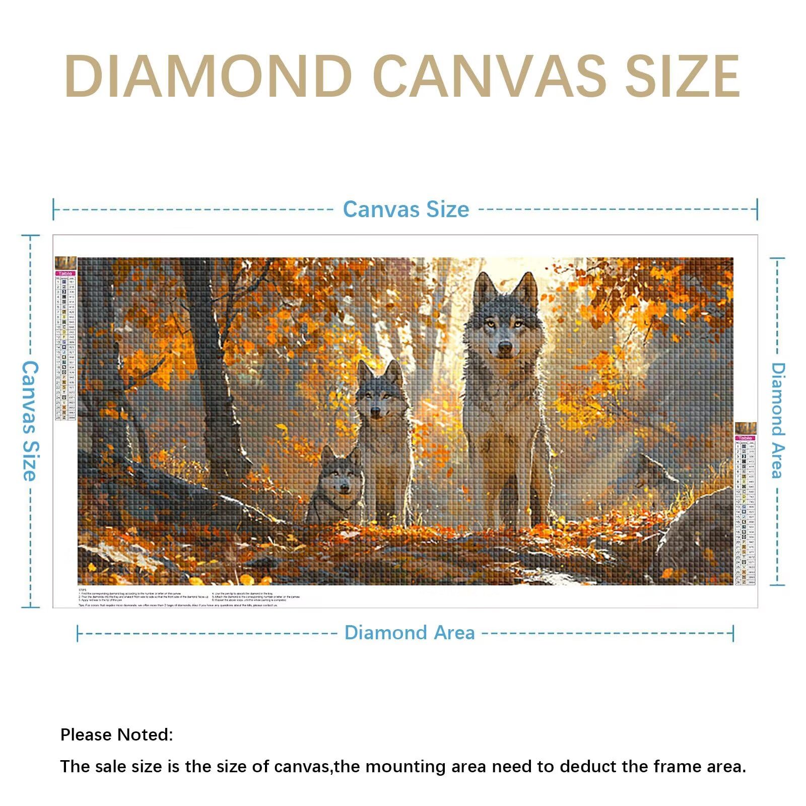 Diamond Painting Grande 120x60cm Lobo Diamond Painting Adultos, DIY Animal Pintura de Diamante Manualidades Adultos, 5D Cuadrado Rhinestone Bordado Punto de Cruz para Home Decoration Regalo 0J-745