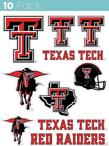 Miniatura 1 de Texas Tech Red Raiders - 10 calcomanías de vinilo universitario