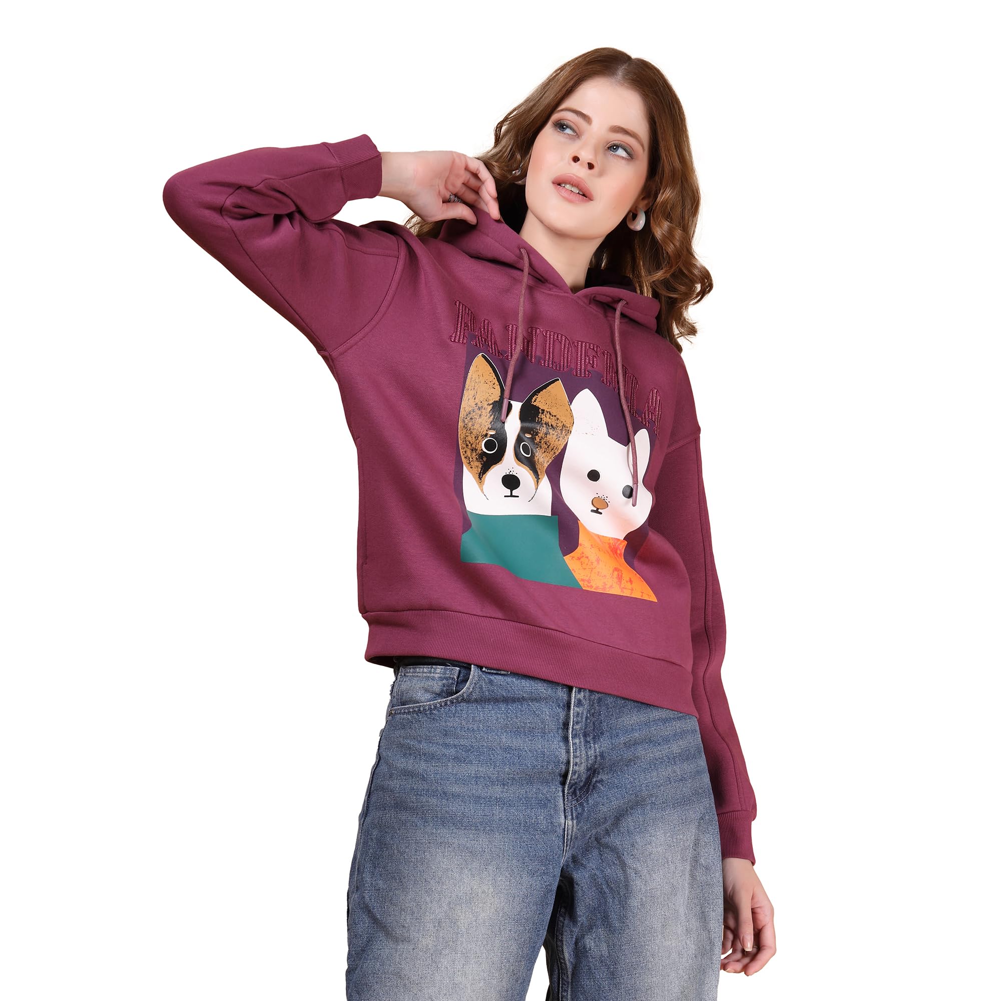 Women Animal Printed Hooded Sweatshirt-image-1