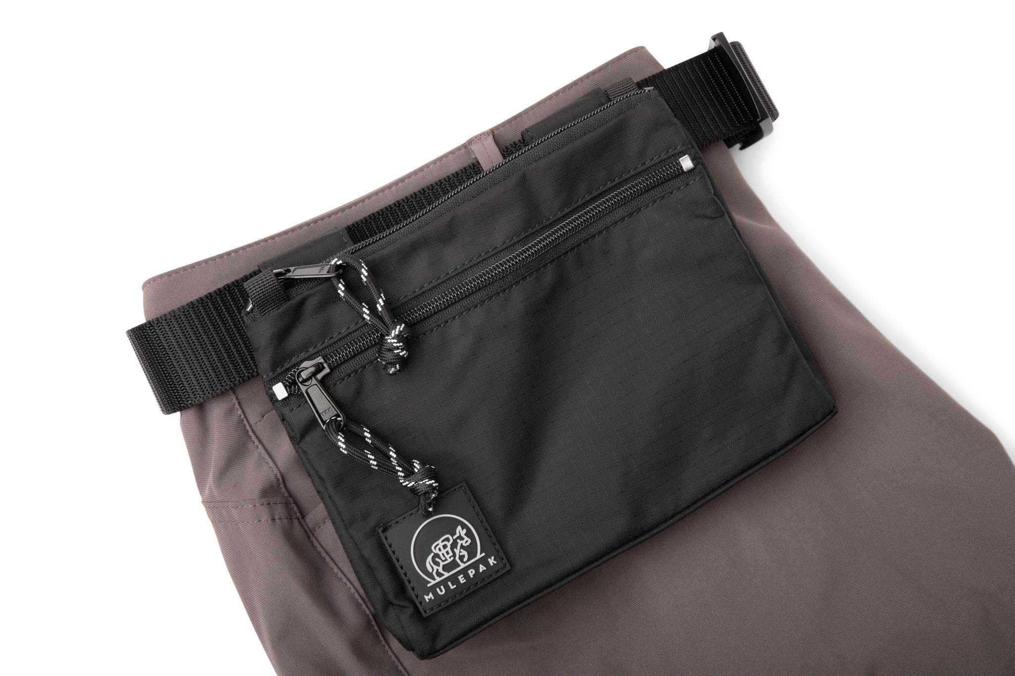 Grande Pouch in Black, 6"x8"x1" Lose-proof and Pickpocket Proof Safety Wallets, Outdoor Sports Belt Bags and Travel Fanny Waist Pack for Men and Women