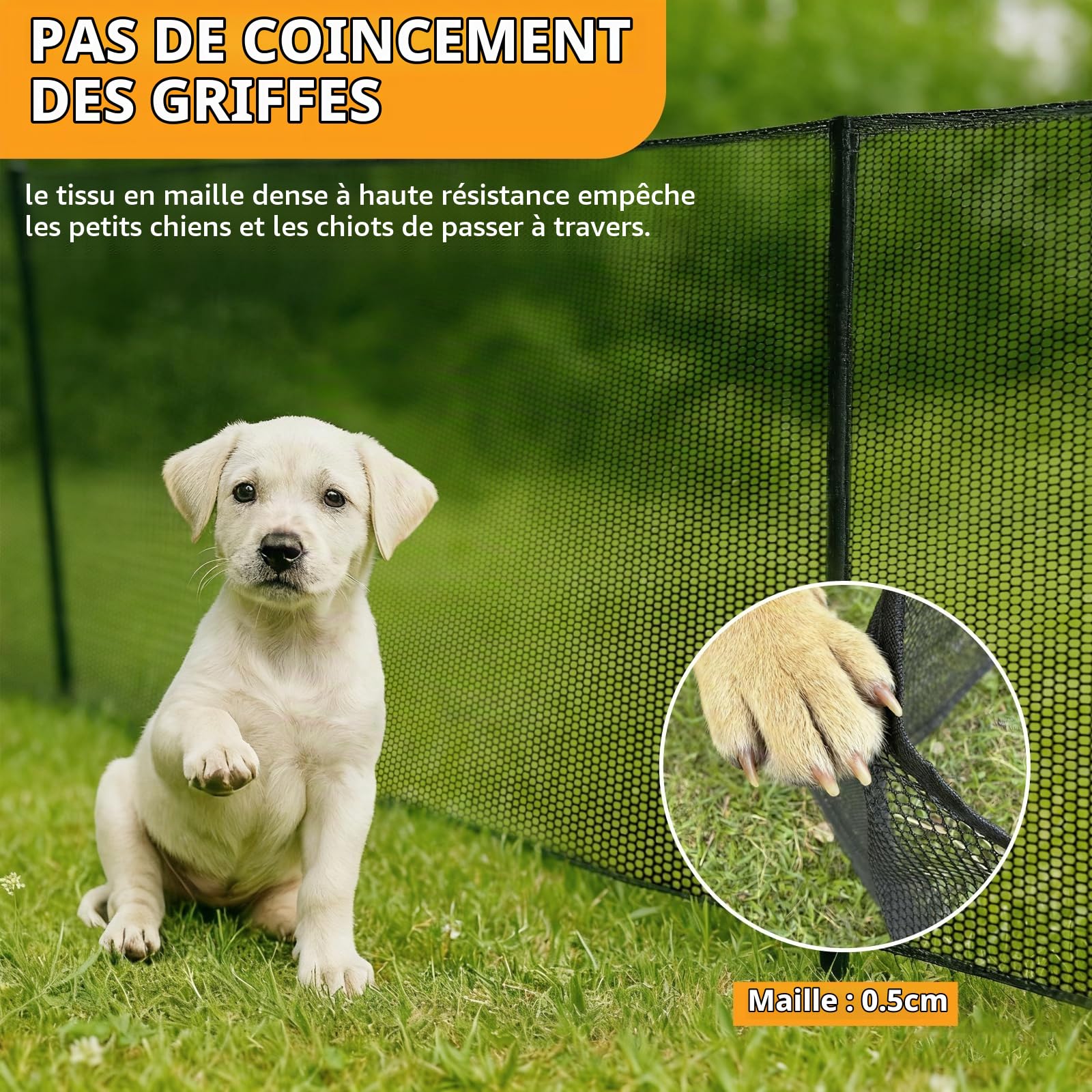 Clôture de camping pour chien - Clôture mobile pour chien - En polyester - 12 m de longueur totale - Clôture pliable pour chien - Idéale pour le camping, le jardin et d'autres espaces extérieurs