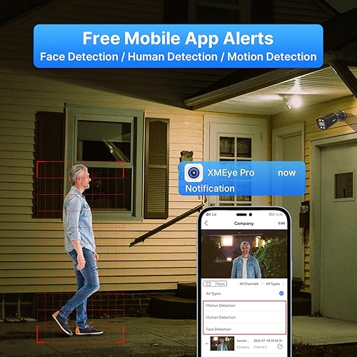 Miniatura 8 de Hiseeu Sistema de cámara de seguridad con cable 3K 8ch con audio, foco de alarma, detección de vehículos AI/humanos, disco duro de 3 TB, sistema