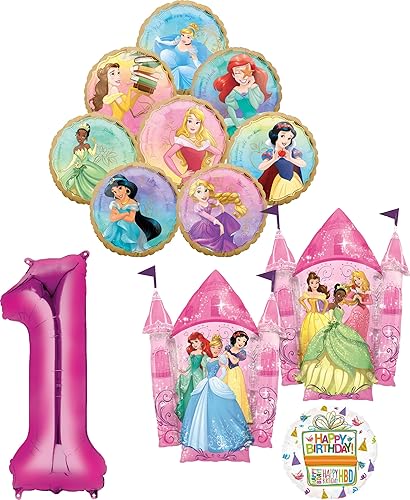Suministros para fiesta de princesa, decoración de ramo de globos para el primer cumpleaños con 8 princesas