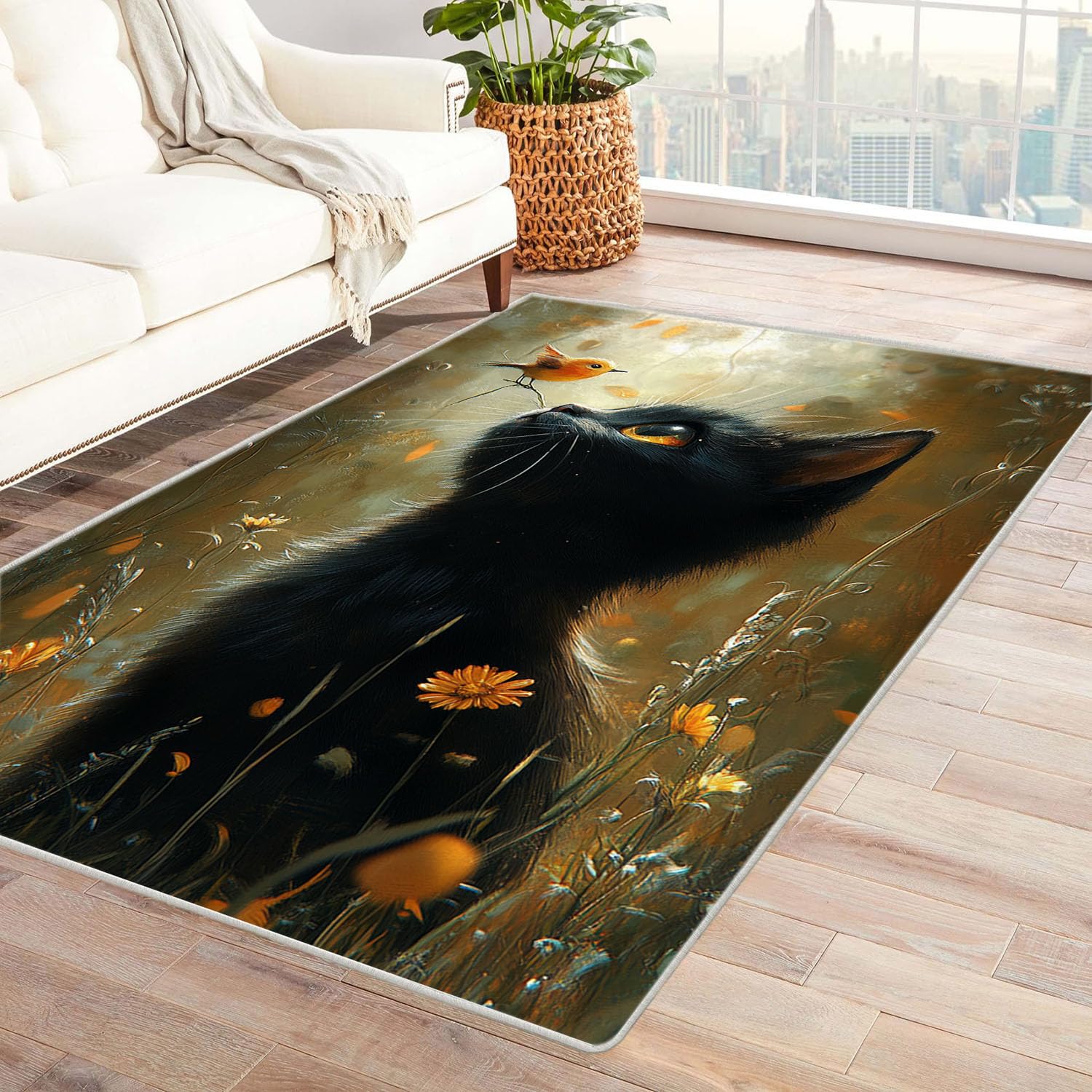 Tapis 3D tapis poil court moderne noir 60x90cm pour salle à manger