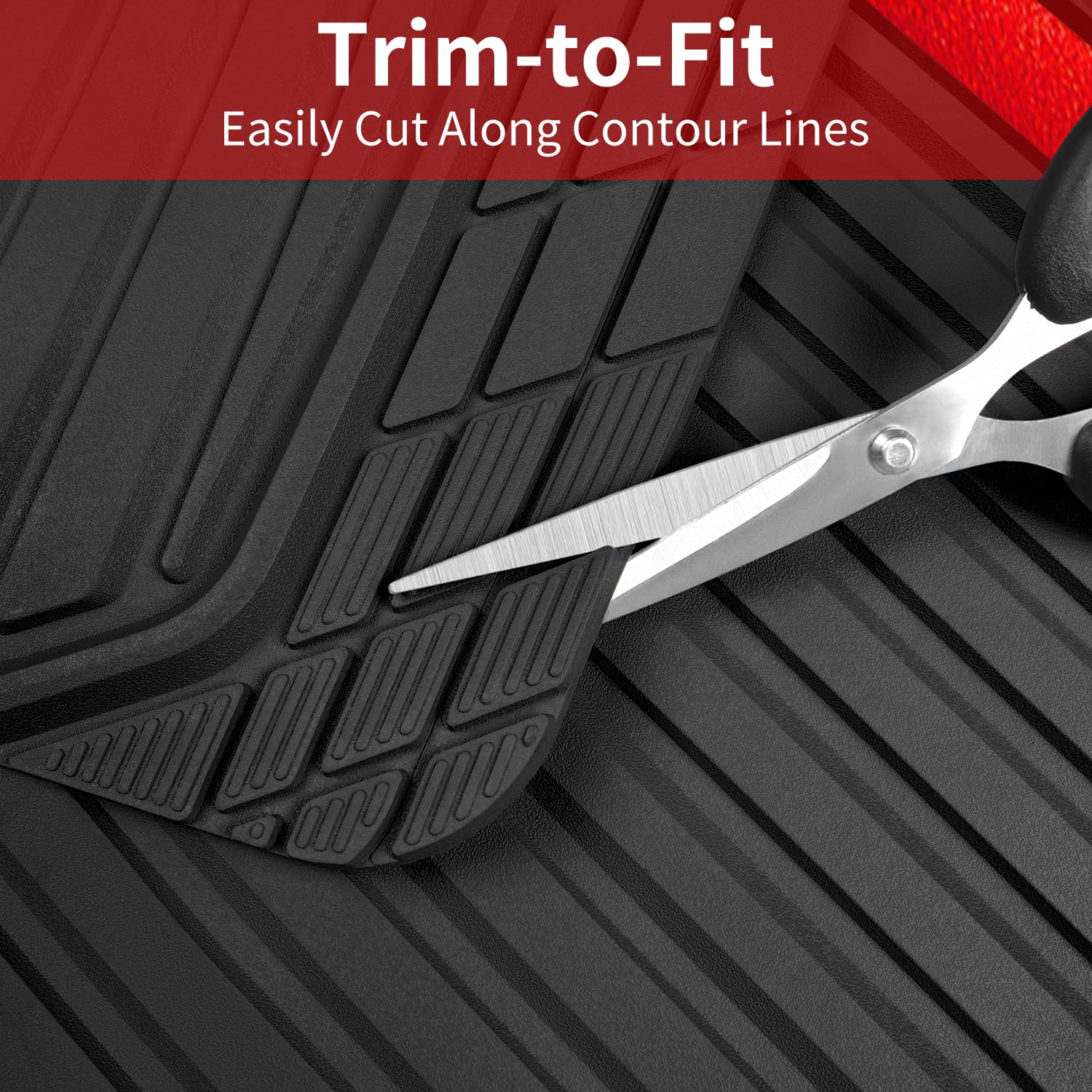 CAR PASS Heavy Duty Rubber Car Mats Metallic Aluminum Film All Weather Floor Mats Waterproof Universal Trim to — view 8