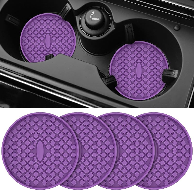 Kit com 4 Porta-Copos Redondos de Silicone para Carro ME.FAN Roxo-escuro