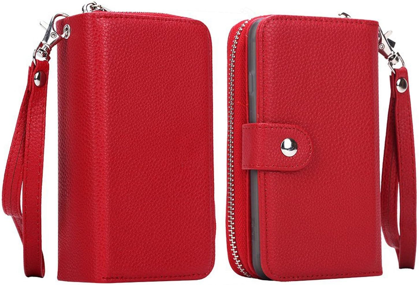 iPhone 6 Plus Wallet Case, GWLuck Purse Cases with Card Slots and Detachable Slim Magnetic Cover PU Leather Folio Flip Case with Strap for Apple iPhone 6s Plus for Women Girls Mens (Red)