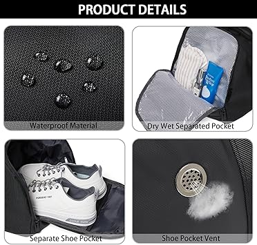 Gris XL - Grands Sacs De Sport En Nylon Imperméables Pour Hommes Et