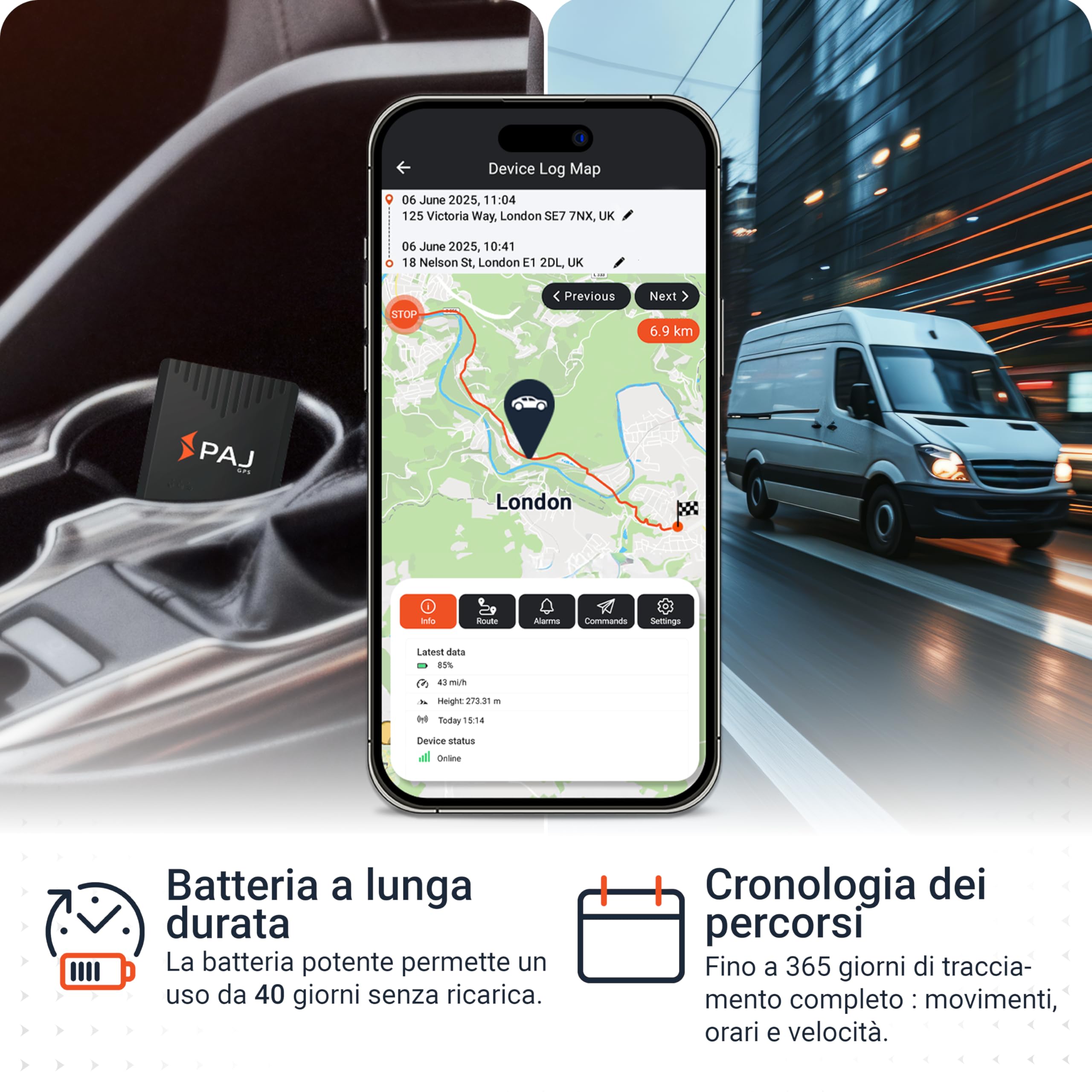PAJ COMPACT Finder 4G, Localizzatore GPS Auto, Moto, Camion - Durata Batteria fino a 40gg (Mod. Standby) - Tracker con Localizzazione in Tempo Reale, Funz. Antifurto e Notifiche di Allarme tramite App
