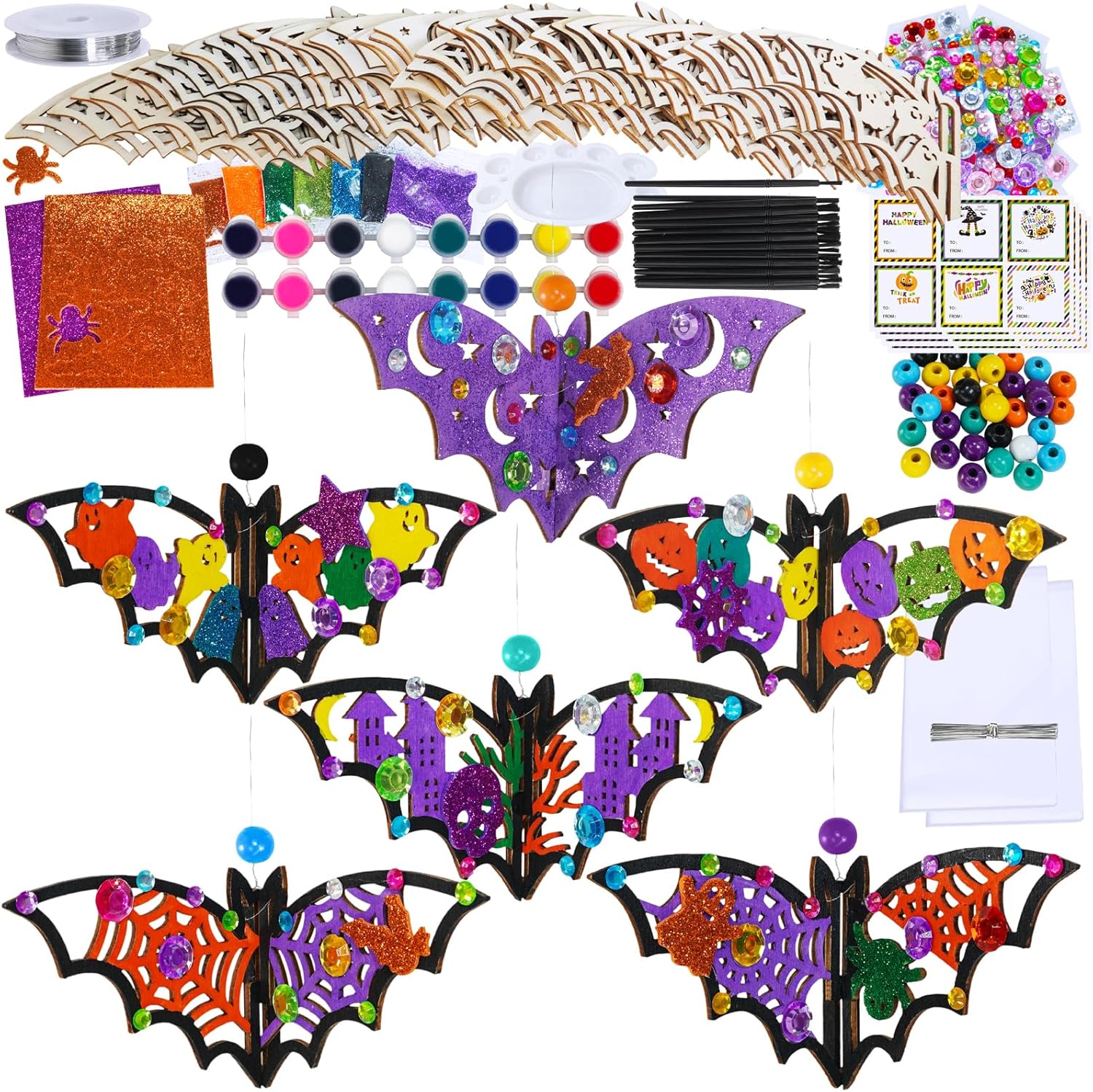 Amazon.com: Winlyn 24 Sets Halloween Craft Kits Fall Crafts DIY ...