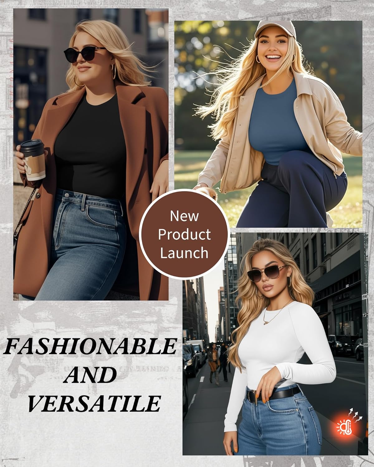 3 Pack Women's Plus Size Thermal Shirts Raglan Sleeve Crew Neck Fleece Lined Tops Long Sleeve Base Layer Underwear - Image 3