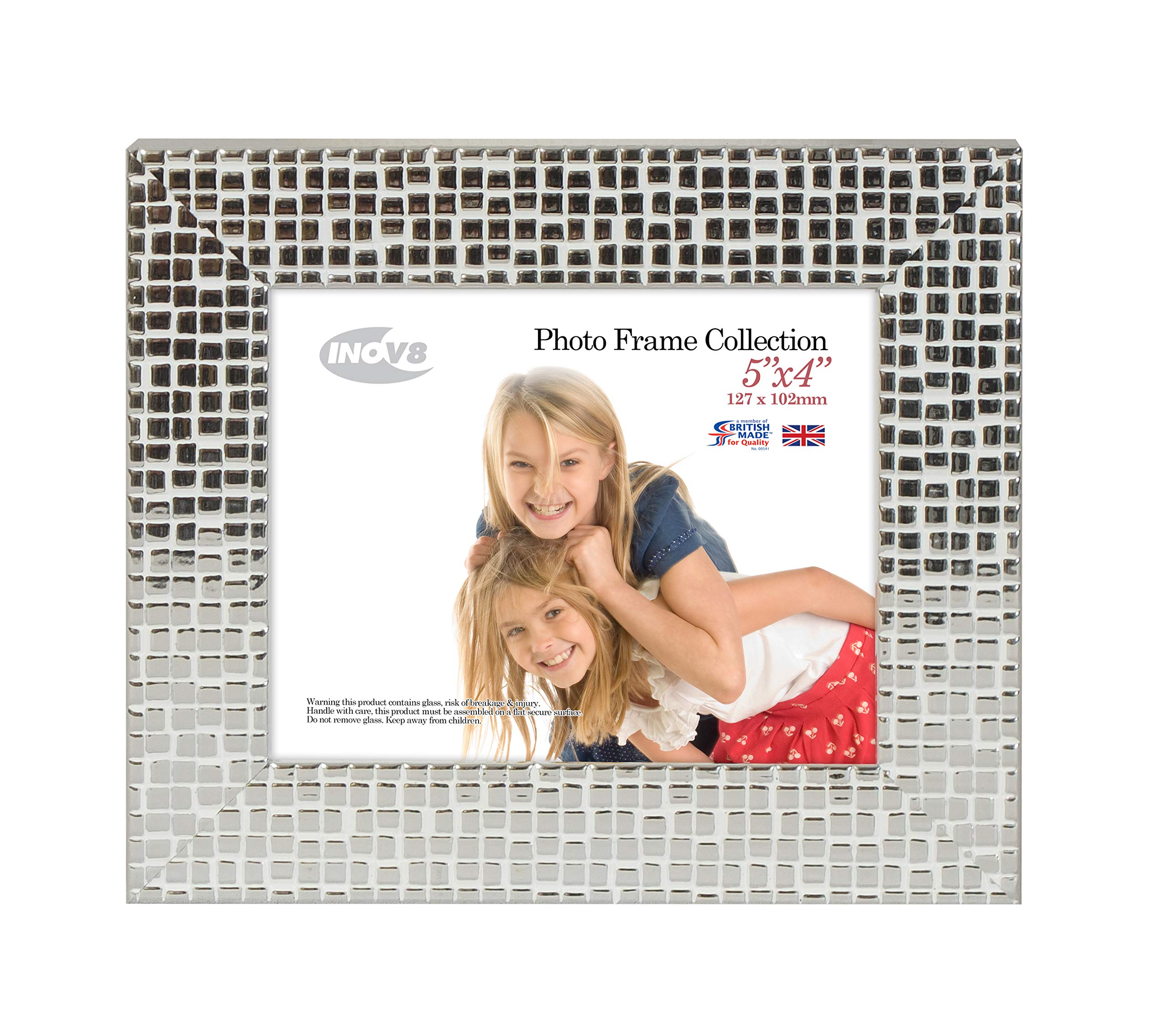 Inov8 Silver Framing Photo Frame, Mosaic Holds Picture 5X4" (12.7Cm X 10.16Cm)