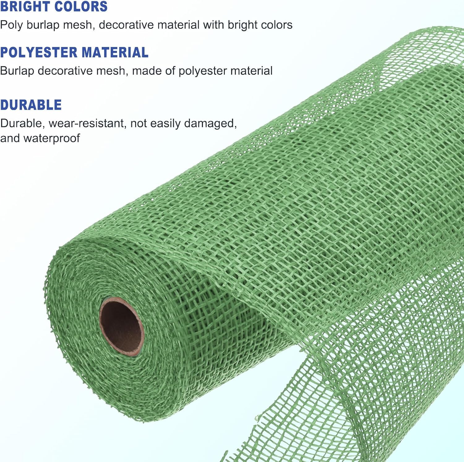 MECCANIXITY 10 Inch Poly Burlap Mesh for Wreath, Decorative Mesh Fabric Ribbon 10 Yard for Fall Easter Christmas Flower Bow, Lawn Green