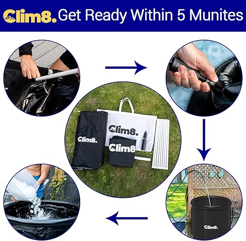 Miniatura 10 de Bañera de hielo para atletas piscina fría de 116 galones al aire libre con tapa, vaina de hielo portátil para adultos, bañera de hielo inflable,