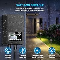 Vista 6 de SUNVIE Transformador de paisaje de bajo voltaje de 300 W con 2 salidas de control independientes, transformador de iluminación de paisaje