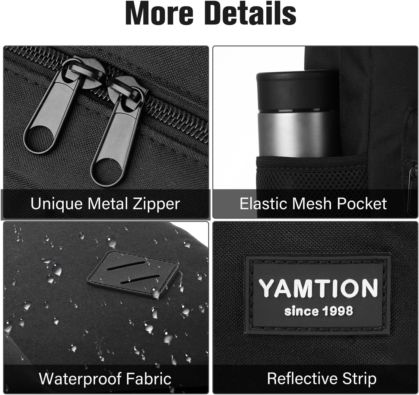 YAMTION Black Backpack for Women Men,Casual School Backpack Teen Boys and Girls 15.6 Inch Laptop Bookbag with USB Charger for College High School Travel Business