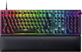Razer Huntsman V2 (Red Switch) - Praktisch latenzfreie Optische Gaming-Tastatur (Lineare Optische Switches, Doubleshot PBT-Tastenkappen, Handballenauflage) QWERTZ DE-Layout | Schwarz